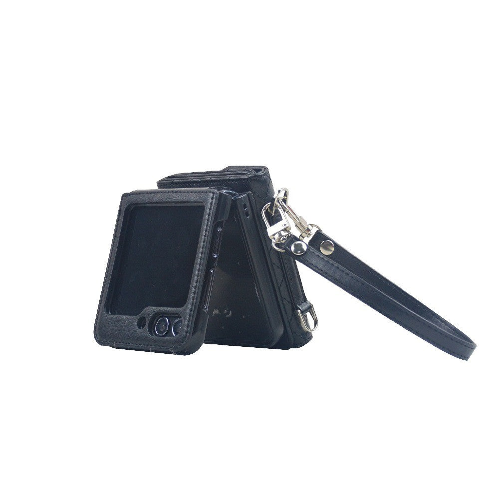 For Samsung Galaxy Z Flip7 FE 5G / Z Flip6 5G Case Handbag Wallet Style Rhombus Pattern Leather + PC Phone Cover - Black