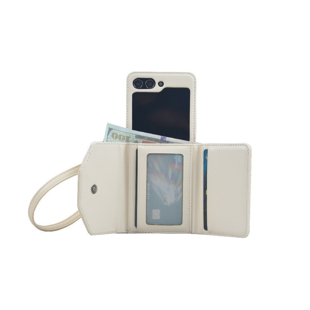 For Samsung Galaxy Z Flip7 FE 5G / Z Flip6 5G Case Handbag Wallet Style Rhombus Pattern Leather + PC Phone Cover - White