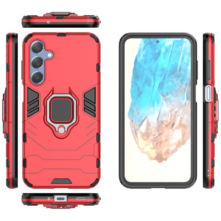 For Samsung Galaxy M35 5G Case Ring Kickstand PC+TPU Protective Phone Cover - Red