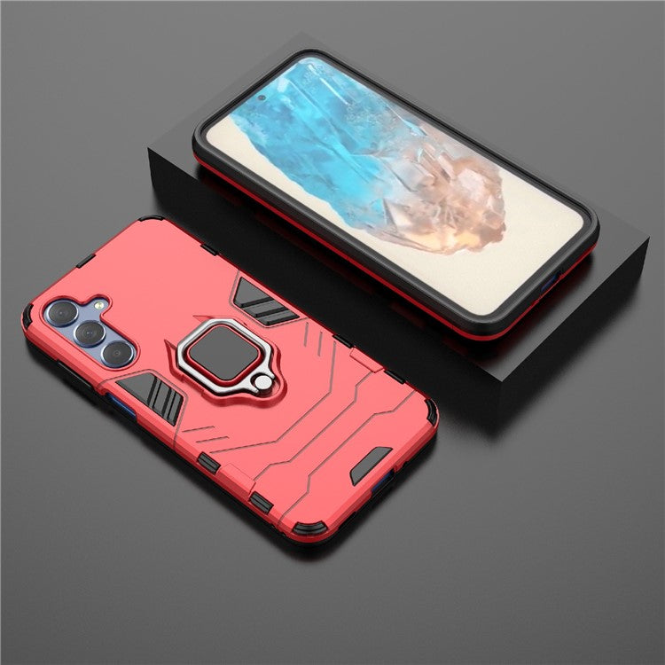 For Samsung Galaxy M35 5G Case Ring Kickstand PC+TPU Protective Phone Cover - Red