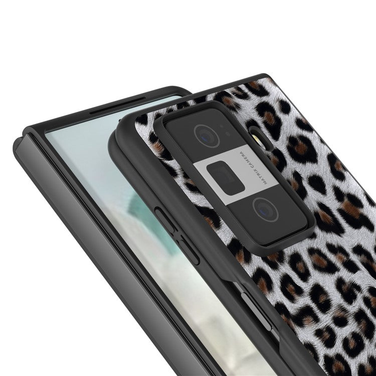 For Honor Magic Vs3 5G Case Leopard Pattern Leather Coated PC Phone Cover - Silver