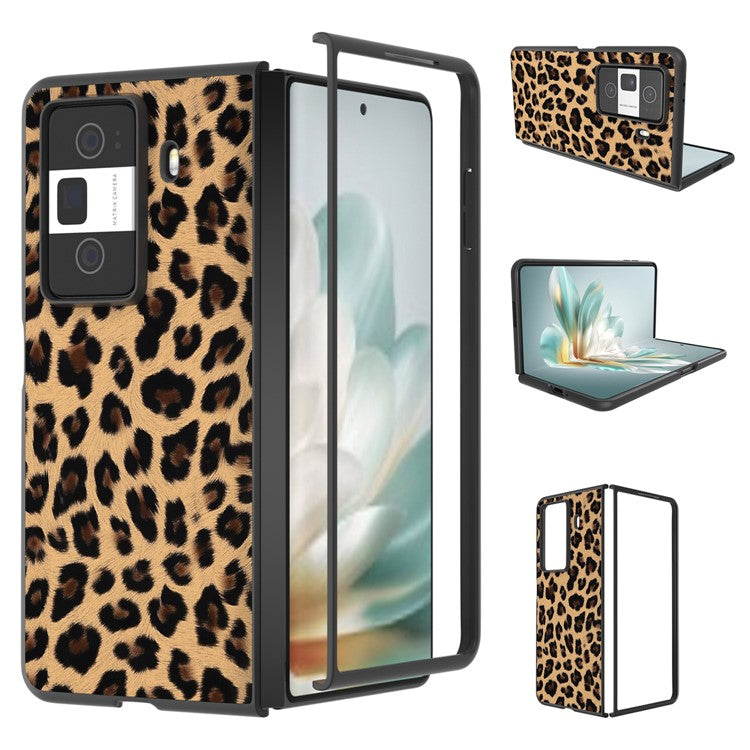 For Honor Magic Vs3 5G Case Leopard Pattern Leather Coated PC Phone Cover - Champagne Gold