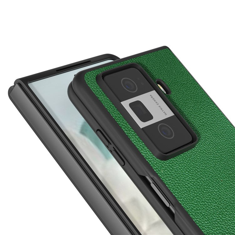 ABEEL For Honor Magic Vs3 5G Case Litchi Texture Genuine Cow Leather+PC Phone Cover - Green