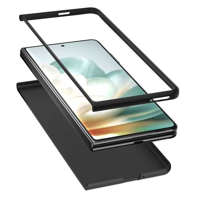 ABEEL For Honor Magic Vs3 5G Case Litchi Texture Genuine Cow Leather+PC Phone Cover - Blue