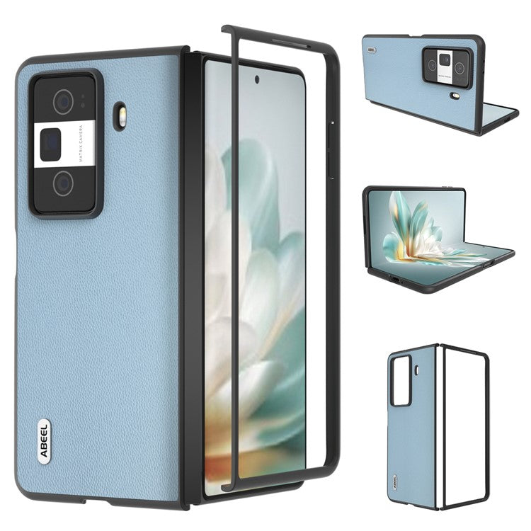 ABEEL For Honor Magic Vs3 5G Case Black Edge Genuine Cow Leather PC Phone Cover - Sky Blue