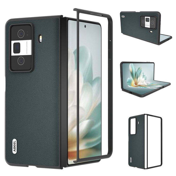 ABEEL For Honor Magic Vs3 5G Case Black Edge Genuine Cow Leather PC Phone Cover - Green