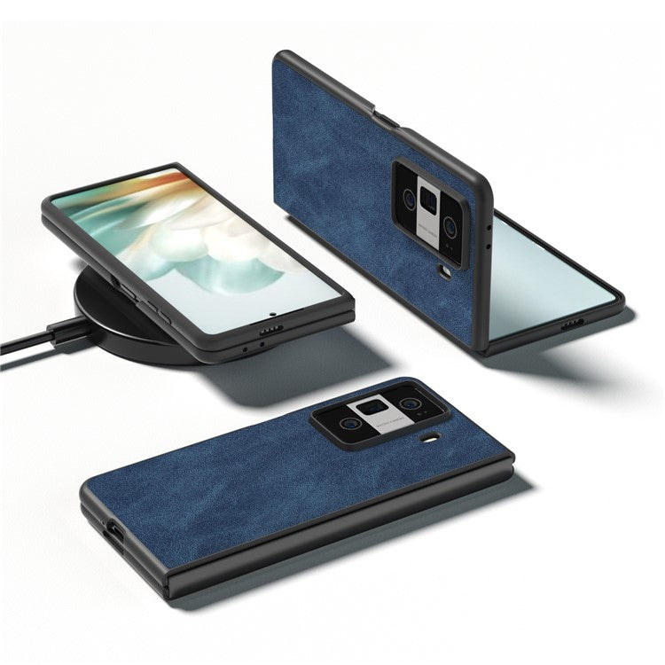 For Honor Magic Vs3 5G Shockproof Case Black Edge PU+PC Phone Cover - Blue