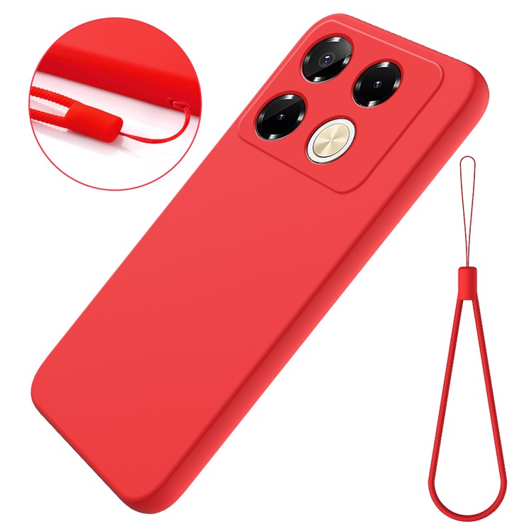 For Infinix Note 40 5G Case with Hand Strap Liquid Silicone Anti-Drop Phone Cover - Red