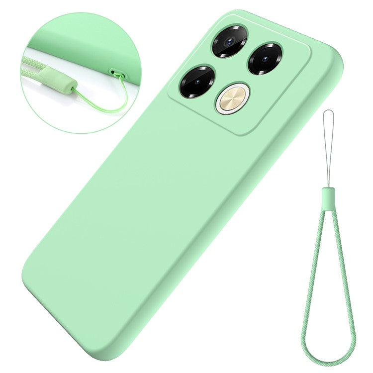 For Infinix Note 40 5G Case with Hand Strap Liquid Silicone Anti-Drop Phone Cover - Green