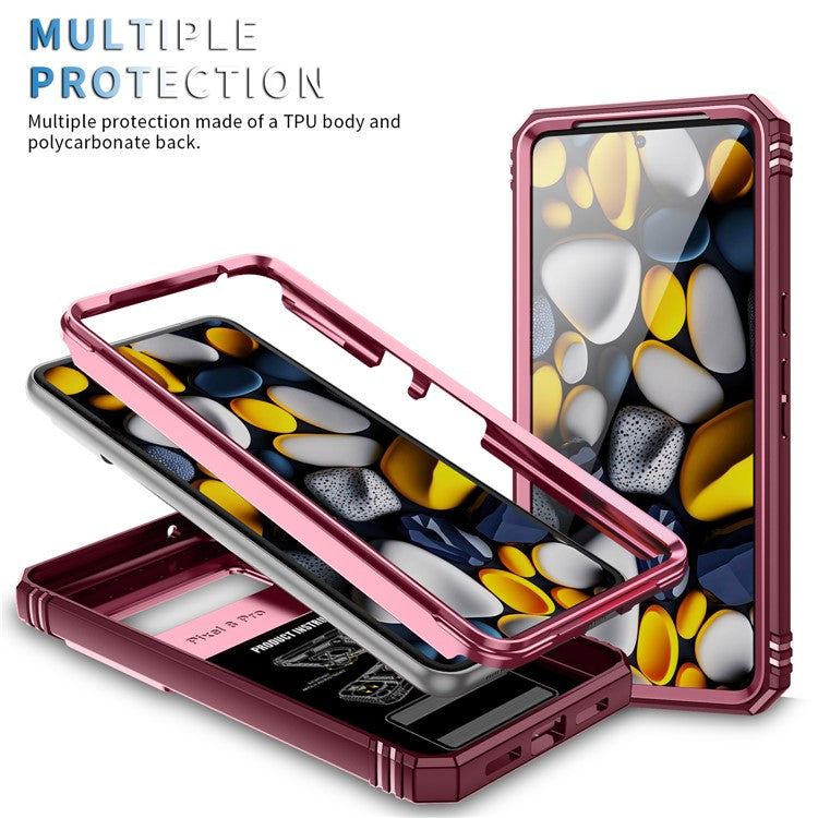 For Google Pixel 8 Pro Case Camshield Ring Holder Kickstand TPU+PC Phone Cover - Dark Red