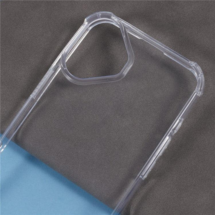 For iPhone 16 Plus Clear Case Acrylic + TPU Corners Shockproof Phone Cover with Lanyard - Jujube Red