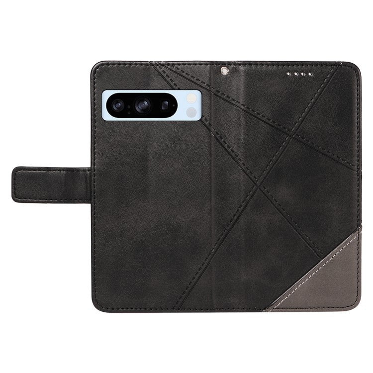 For Google Pixel 8 Pro Case Lines Pattern PU Leather Wallet Folio Phone Cover - Black