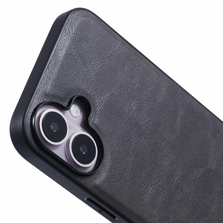 X-LEVEL Bojue-3 Series For iPhone 16 Plus Case Leather Coated PC+TPU Hybrid Protective Cover - Grey
