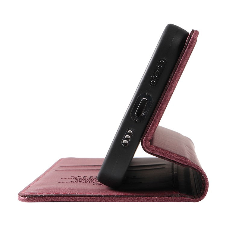 YIKATU YK-004 For Samsung Galaxy M35 5G Case Wallet Leather Phone Cover Strong Magnetic Closure - Wine Red