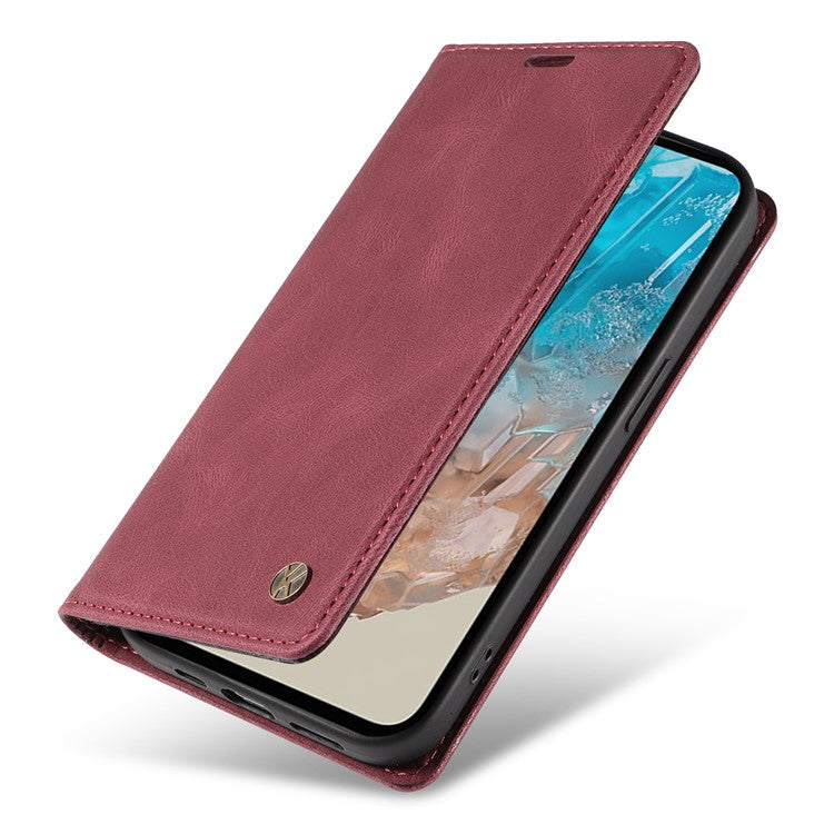 YIKATU YK-004 For Samsung Galaxy M35 5G Case Wallet Leather Phone Cover Strong Magnetic Closure - Wine Red