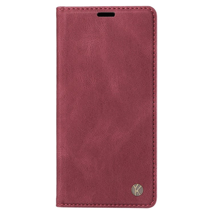 YIKATU YK-004 For Samsung Galaxy M35 5G Case Wallet Leather Phone Cover Strong Magnetic Closure - Wine Red