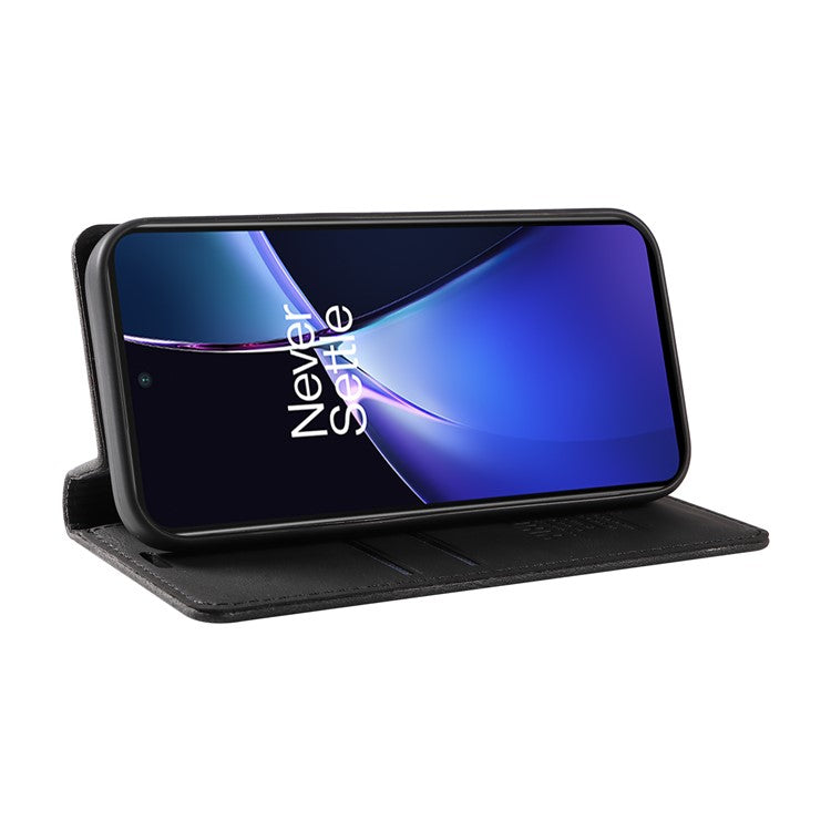 YIKATU YK-004 For OnePlus Nord CE4 Lite 5G / Oppo K12x 5G (China) Case Leather Phone Cover Wallet with Card Holder - Black