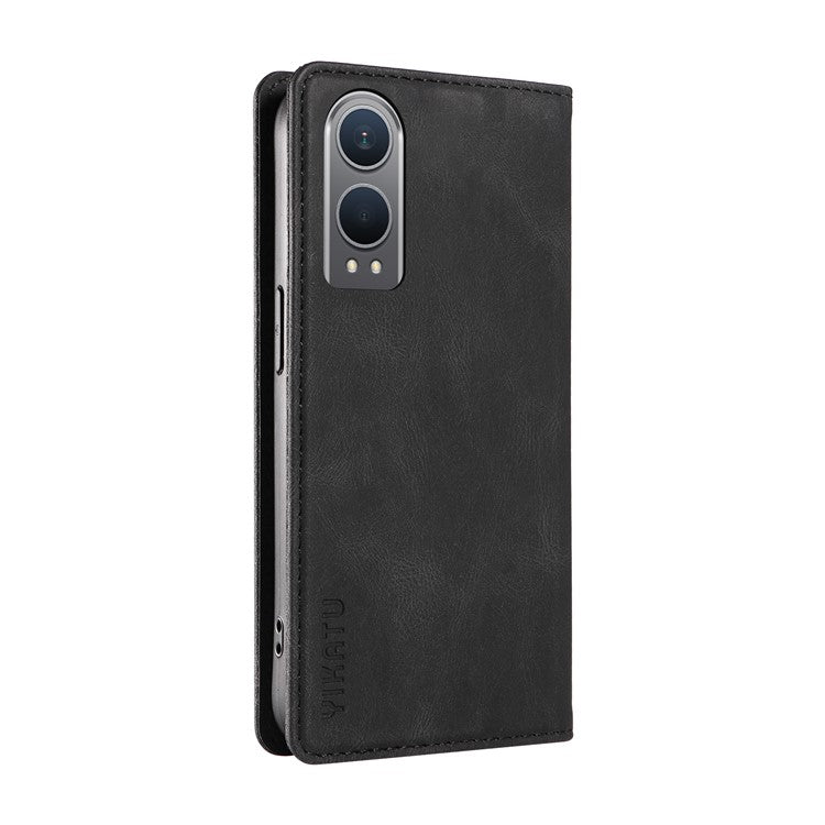 YIKATU YK-004 For OnePlus Nord CE4 Lite 5G / Oppo K12x 5G (China) Case Leather Phone Cover Wallet with Card Holder - Black