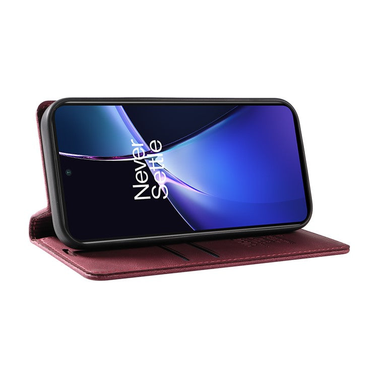 YIKATU YK-004 For OnePlus Nord CE4 Lite 5G / Oppo K12x 5G (China) Case Leather Phone Cover Wallet with Card Holder - Wine Red