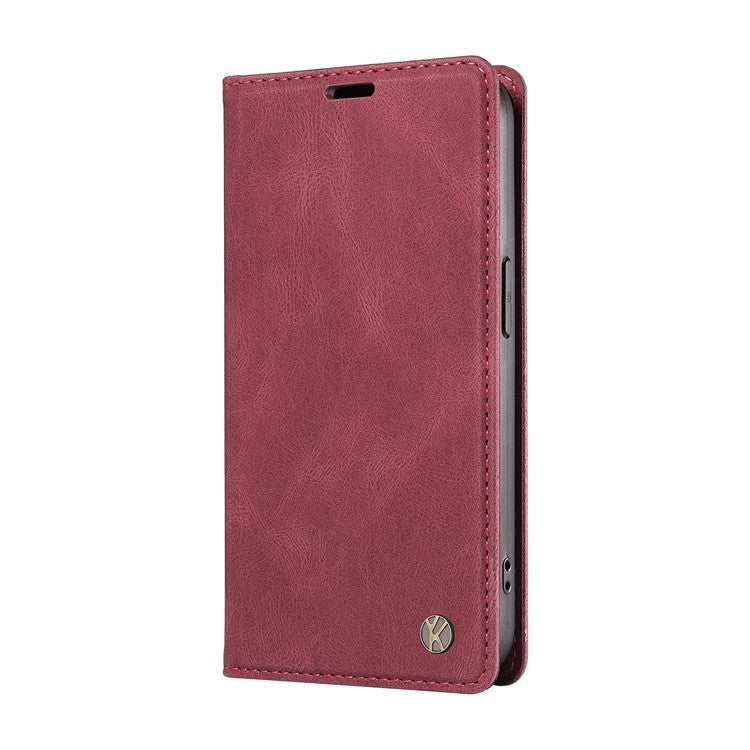YIKATU YK-004 For OnePlus Nord CE4 Lite 5G / Oppo K12x 5G (China) Case Leather Phone Cover Wallet with Card Holder - Wine Red