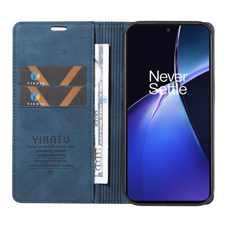 YIKATU YK-004 For OnePlus Nord CE4 Lite 5G / Oppo K12x 5G (China) Case Leather Phone Cover Wallet with Card Holder - Blue