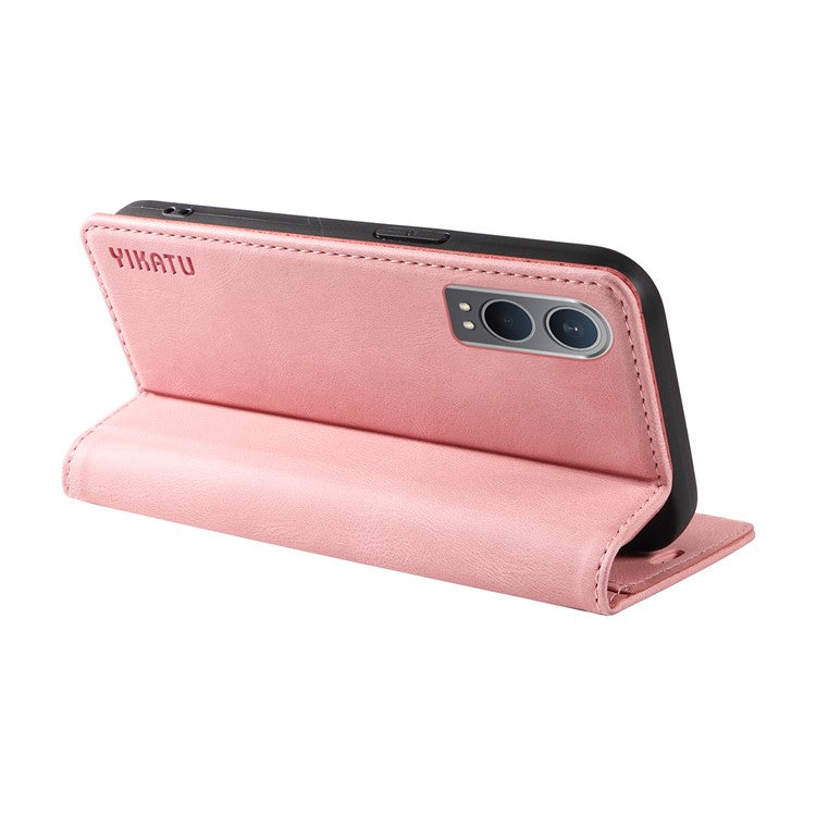 YIKATU YK-004 For OnePlus Nord CE4 Lite 5G / Oppo K12x 5G (China) Case Leather Phone Cover Wallet with Card Holder - Pink