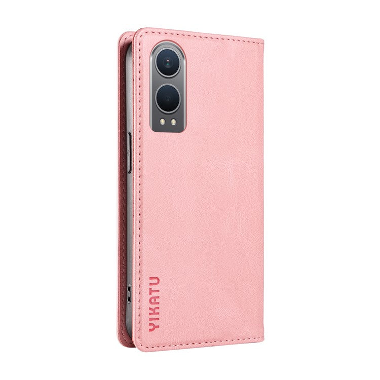 YIKATU YK-004 For OnePlus Nord CE4 Lite 5G / Oppo K12x 5G (China) Case Leather Phone Cover Wallet with Card Holder - Pink