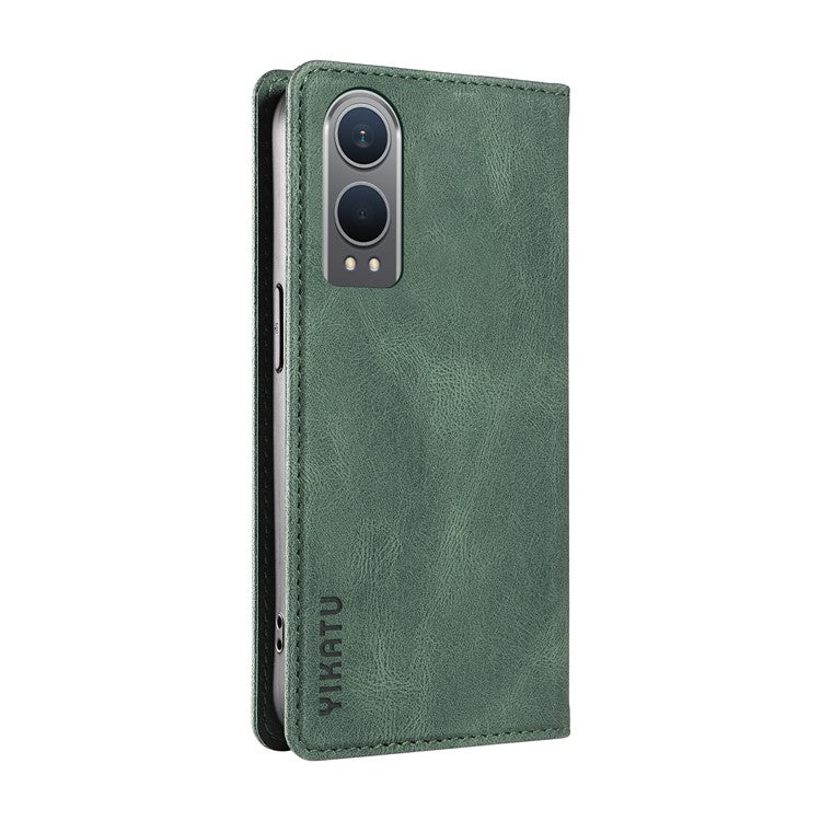 YIKATU YK-004 For OnePlus Nord CE4 Lite 5G / Oppo K12x 5G (China) Case Leather Phone Cover Wallet with Card Holder - Green