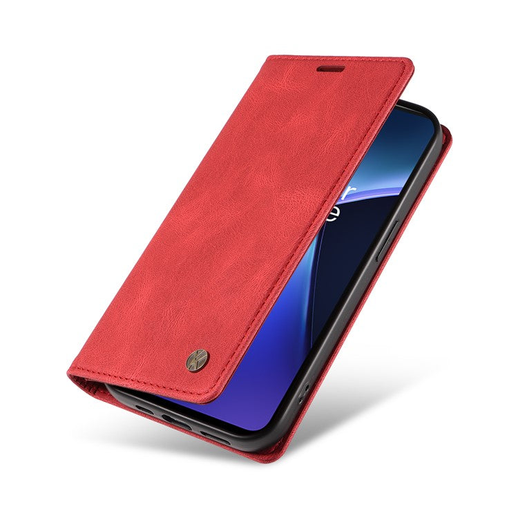 YIKATU YK-004 For OnePlus Nord CE4 Lite 5G / Oppo K12x 5G (China) Case Leather Phone Cover Wallet with Card Holder - Red