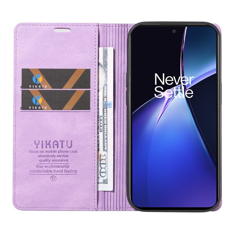 YIKATU YK-004 For OnePlus Nord CE4 Lite 5G / Oppo K12x 5G (China) Case Leather Phone Cover Wallet with Card Holder - Purple
