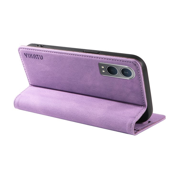 YIKATU YK-004 For OnePlus Nord CE4 Lite 5G / Oppo K12x 5G (China) Case Leather Phone Cover Wallet with Card Holder - Purple