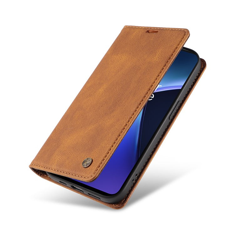 YIKATU YK-004 For OnePlus Nord CE4 Lite 5G / Oppo K12x 5G (China) Case Leather Phone Cover Wallet with Card Holder - Brown