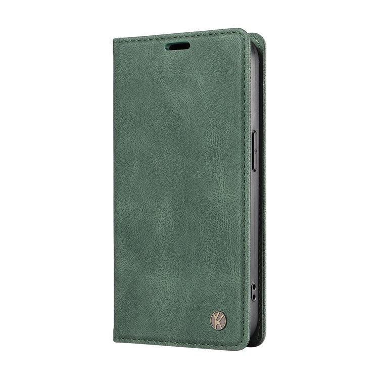 YIKATU YK-004 For Oppo Reno12 F 4G Case Leather Magnetic Auto-absorbed Phone Cover Skin-touch - Green