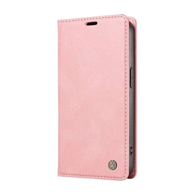 YIKATU YK-004 For Oppo Reno12 F 4G Case Leather Magnetic Auto-absorbed Phone Cover Skin-touch - Pink