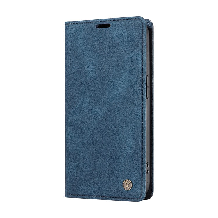 YIKATU YK-004 For Oppo Reno12 F 4G Case Leather Magnetic Auto-absorbed Phone Cover Skin-touch - Blue