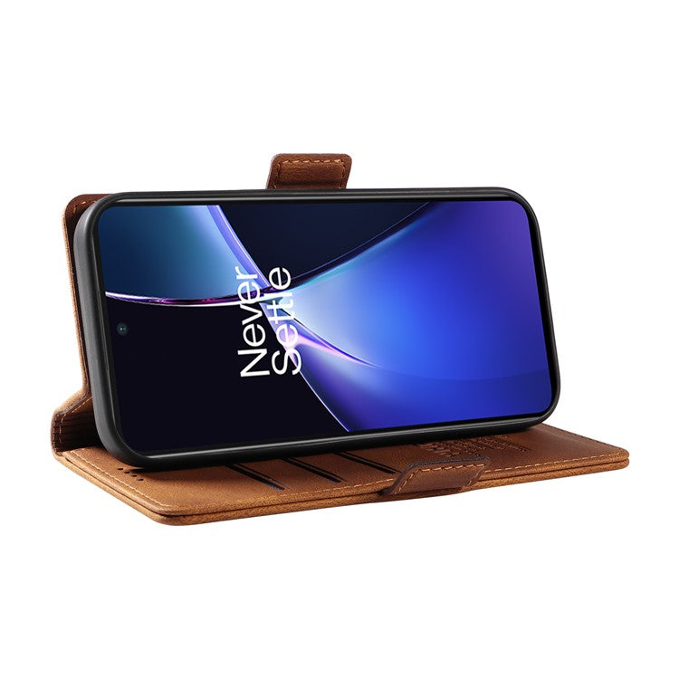 YIKATU YK-005 For OnePlus Nord CE4 Lite 5G / Oppo K12x 5G (China) Case PU Leather Phone Cover Stand Card Slots - Brown