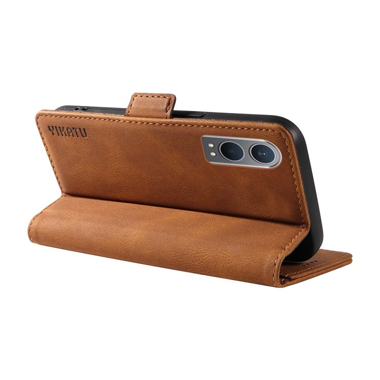 YIKATU YK-005 For OnePlus Nord CE4 Lite 5G / Oppo K12x 5G (China) Case PU Leather Phone Cover Stand Card Slots - Brown