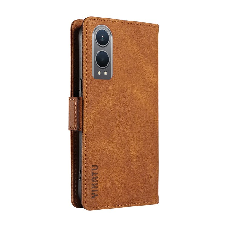 YIKATU YK-005 For OnePlus Nord CE4 Lite 5G / Oppo K12x 5G (China) Case PU Leather Phone Cover Stand Card Slots - Brown