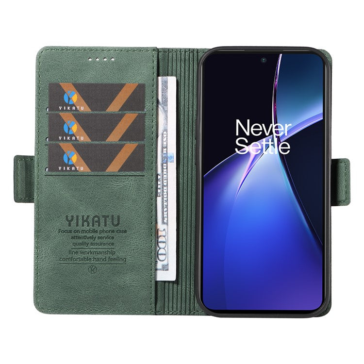 YIKATU YK-005 For OnePlus Nord CE4 Lite 5G / Oppo K12x 5G (China) Case PU Leather Phone Cover Stand Card Slots - Green