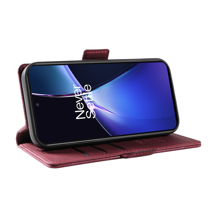 YIKATU YK-005 For OnePlus Nord CE4 Lite 5G / Oppo K12x 5G (China) Case PU Leather Phone Cover Stand Card Slots - Wine Red