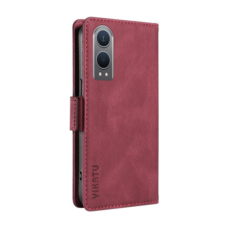 YIKATU YK-005 For OnePlus Nord CE4 Lite 5G / Oppo K12x 5G (China) Case PU Leather Phone Cover Stand Card Slots - Wine Red