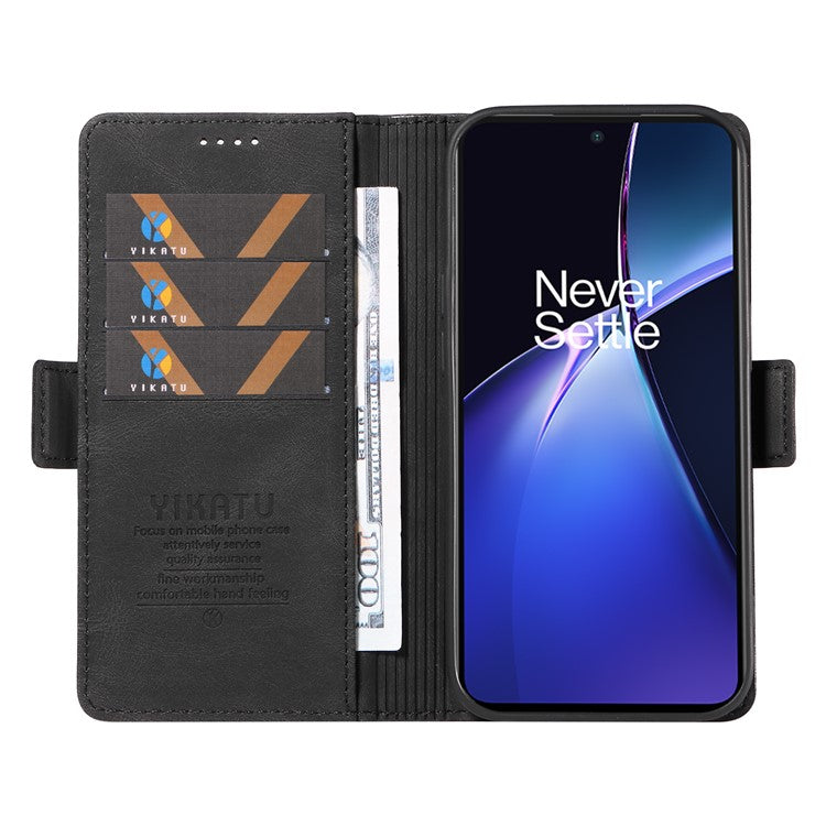 YIKATU YK-005 For OnePlus Nord CE4 Lite 5G / Oppo K12x 5G (China) Case PU Leather Phone Cover Stand Card Slots - Black