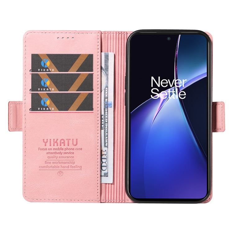YIKATU YK-005 For OnePlus Nord CE4 Lite 5G / Oppo K12x 5G (China) Case PU Leather Phone Cover Stand Card Slots - Pink