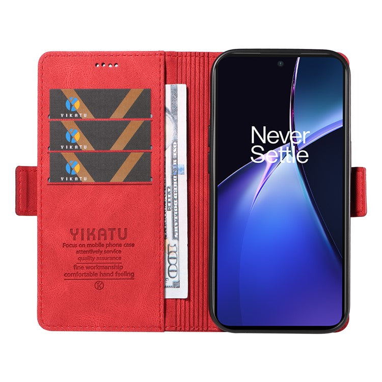 YIKATU YK-005 For OnePlus Nord CE4 Lite 5G / Oppo K12x 5G (China) Case PU Leather Phone Cover Stand Card Slots - Red
