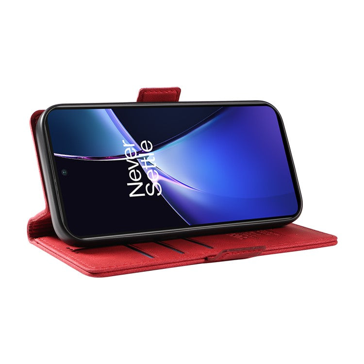 YIKATU YK-005 For OnePlus Nord CE4 Lite 5G / Oppo K12x 5G (China) Case PU Leather Phone Cover Stand Card Slots - Red