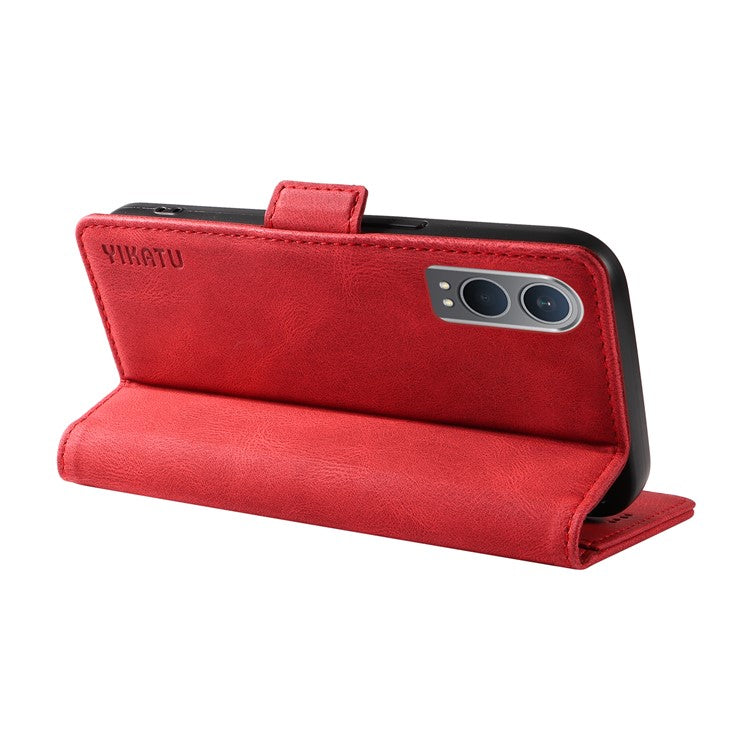 YIKATU YK-005 For OnePlus Nord CE4 Lite 5G / Oppo K12x 5G (China) Case PU Leather Phone Cover Stand Card Slots - Red