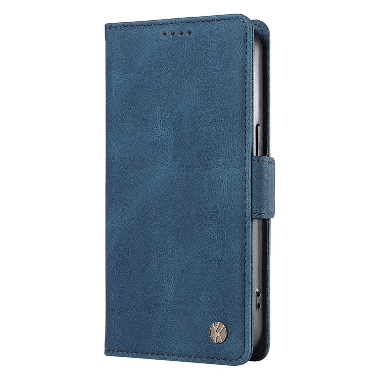 YIKATU YK-005 For Oppo Reno12 F 4G Case PU Leather Skin-Touch Phone Cover Folding Stand - Blue