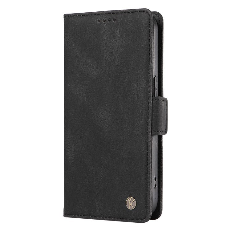 YIKATU YK-005 For Oppo Reno12 F 4G Case PU Leather Skin-touch Phone Cover Folding Stand - Black