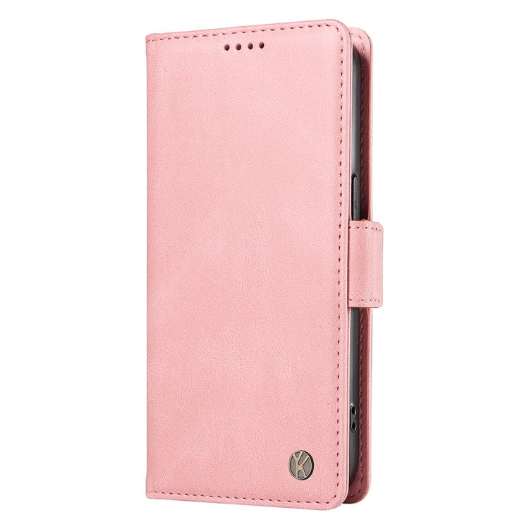 YIKATU YK-005 For Oppo Reno12 F 4G Case PU Leather Skin-touch Phone Cover Folding Stand - Pink