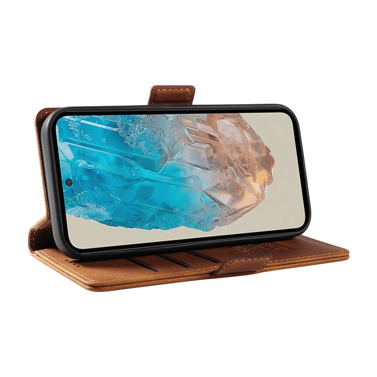 YIKATU YK-005 For Samsung Galaxy M35 5G Case PU Leather Wallet Phone Cover Skin Touch Feeling - Brown